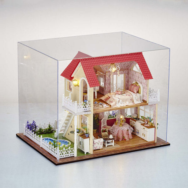 CuteRoom DIY Transparent Display Box Dust-proof Cover Dollhouse Princess Room