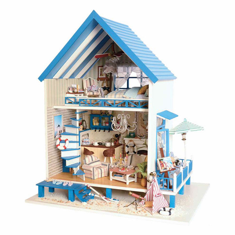 CuteRoom A-018-A Romantic Aegean Sea DIY Dollhouse Miniature Model With Light Music Gift Collection