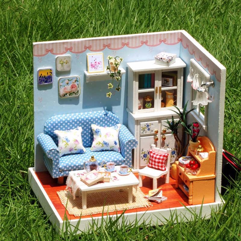 Cuteroom 1:32Dollhouse Miniature DIY Kit with Cover Music LED Light Gather a Happy Moment
