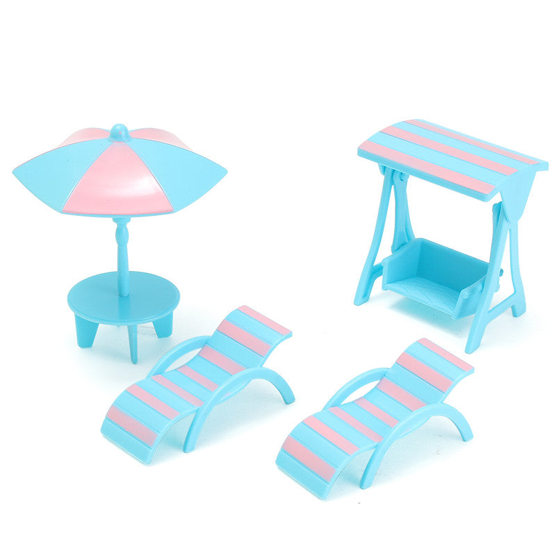 1:6 Simulation Beach Chairs Set Play House Props Dollhouse Creative DIY Material