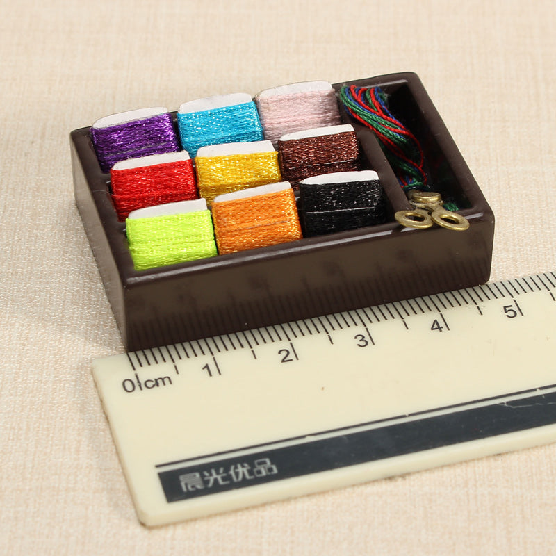 1:12 Simulation Sewing Box Suit  Wooden Children Play Props Aged 4 to 12 Doll House Creative DIY