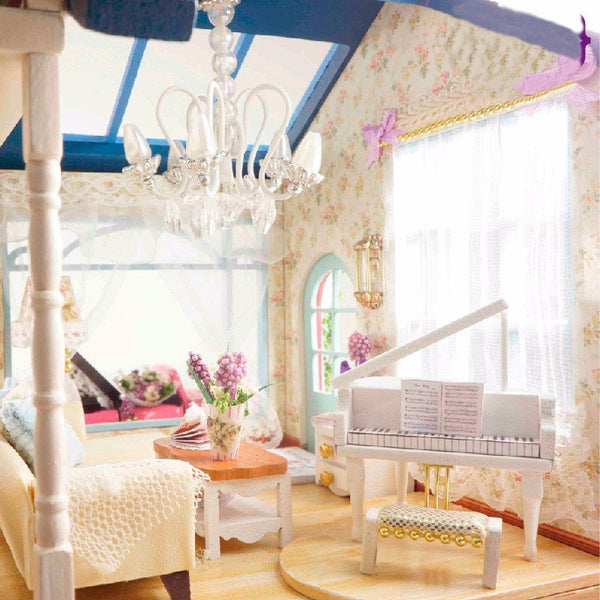 Cuteroom 1:24DIY Handicraft Miniature Voice Activated LED Light&amp;Music with Cover Provence Dollhouse