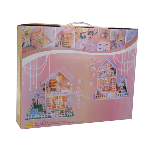 CuteRoom DIY Wooden Dollhouse Miniatures Cherry Tree Under Warm Christmas Birthday Gift