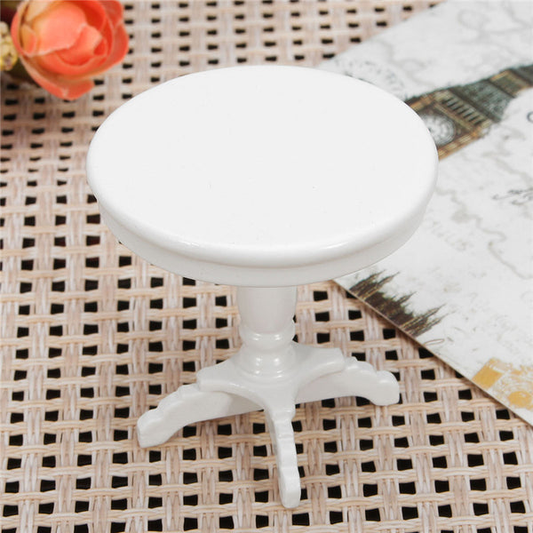 1 12 Dollhouse Miniature Furniture Wooden Round Coffee Table White Kids Home Game