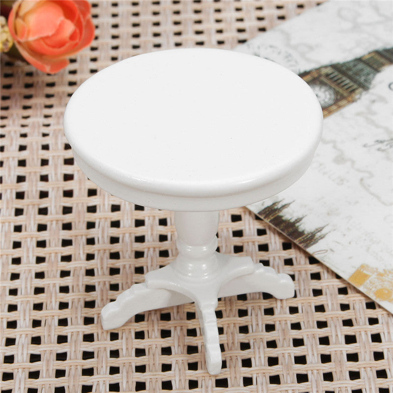 1 12 Dollhouse Miniature Furniture Wooden Round Coffee Table White Kids Home Game