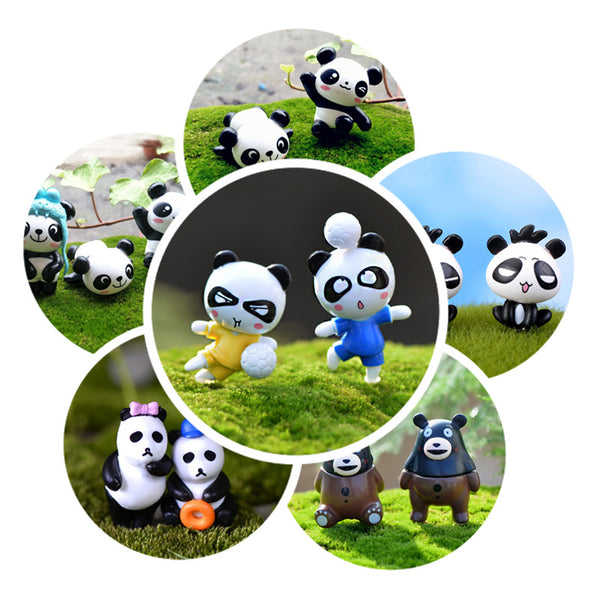 24PCS Panda Bear Doll Miniature DIY Micro Landscape Plant House Decor Accessories Toy