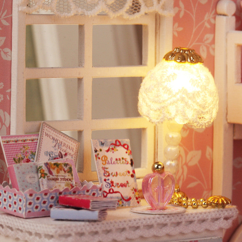 Cuteroom DIY Wood Dollhouse Kit Miniature With Furniture Doll House Room Angel Dream