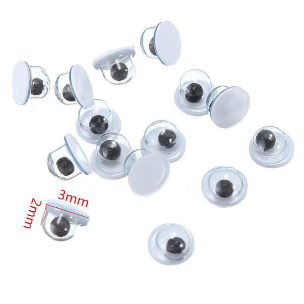 1000pcs 3mm Movable Black Wiggly Wobbly Googly Eyes For DIY Scrapbooking Crafts