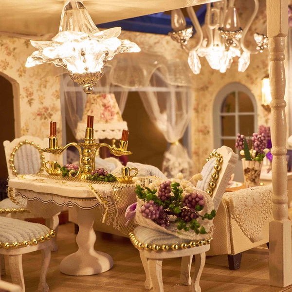 Cuteroom 1:24DIY Handicraft Miniature Voice Activated LED Light&amp;Music with Cover Provence Dollhouse