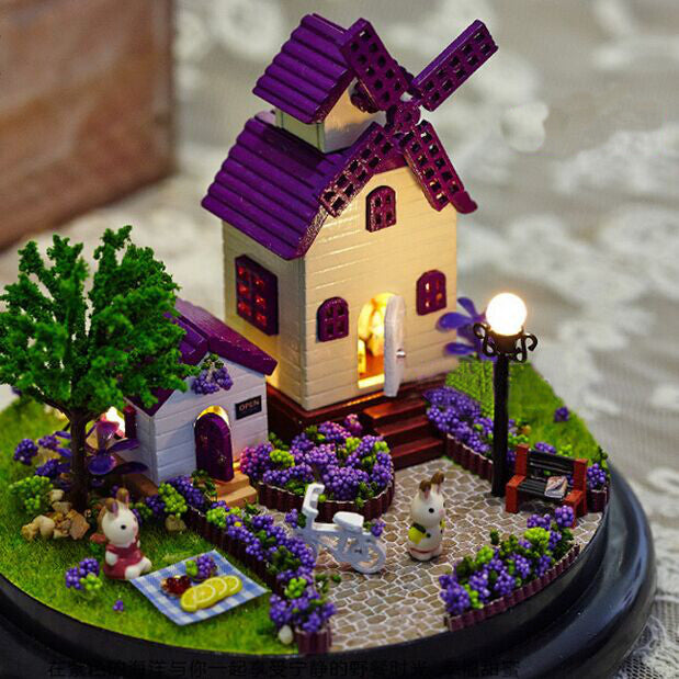 1:32 Cuteroom Dollhouse Miniature Provence House DIY Kit With Cover And LED