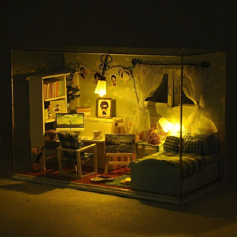 Cuteroom 1:32Dollhouse Miniature DIY Kit with Cover&amp; Music LED Light Heart of Ocean