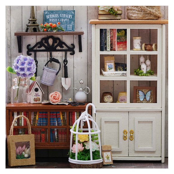 Cuteroom DIY Dollhouse Miniature Furniture Kit LED Kids Birthday Christmas Gift Flower House