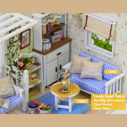 Cuteroom 1/24 Dollhouse Miniature DIY Kit With LED Light Cover Wood Toy Doll House Room Kitten Diary H-013