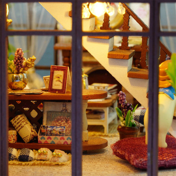 CuteRoom A-039-B London Holiday Christmas Gift DIY Dollhouse With Cover Light Car Music House Model