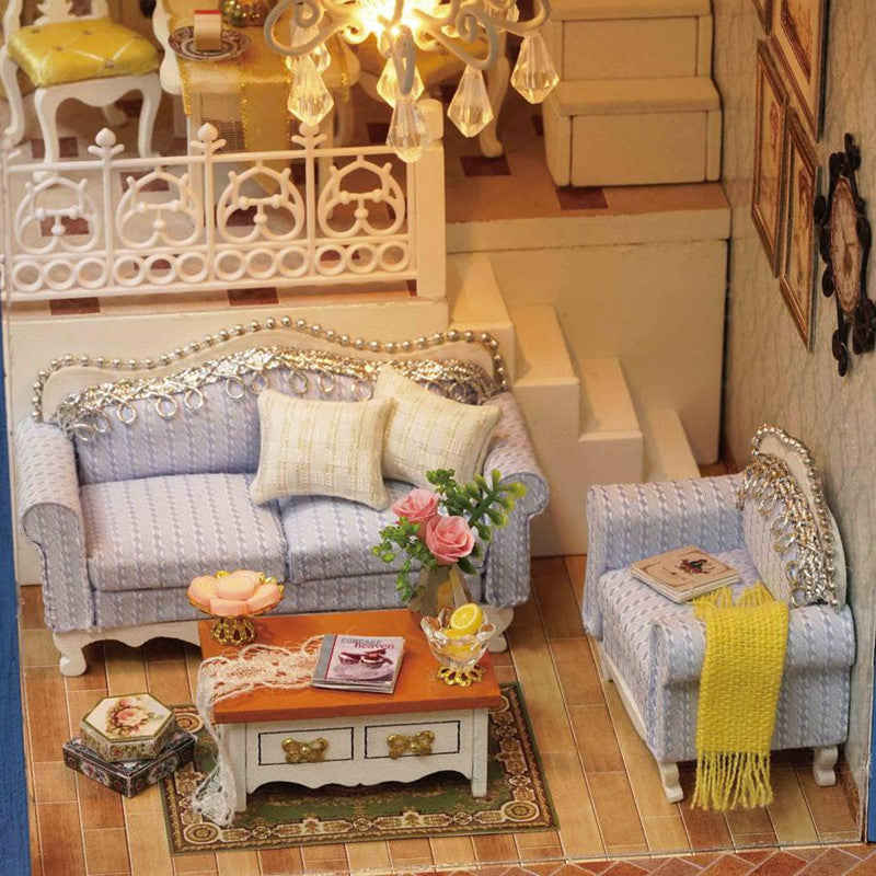CuteRoom A-061-A Seattle DIY Dollhouse Miniature Model With Light Music Collection Gift Decor