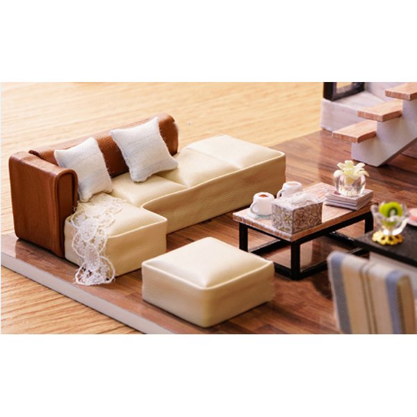 Cuteroom Doll House Miniature DIY Dollhouse With Furnitures Wooden House Waiting Time Toys For Child