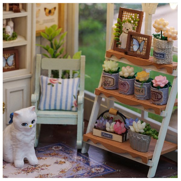 Cuteroom DIY Dollhouse Miniature Furniture Kit LED Kids Birthday Christmas Gift Flower House
