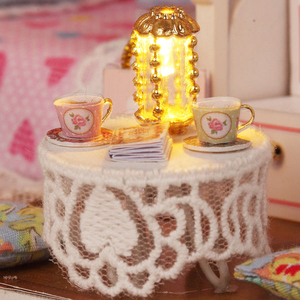 Cuteroom DIY Wood Dollhouse Kit Miniature With Furniture Doll House Room Angel Dream