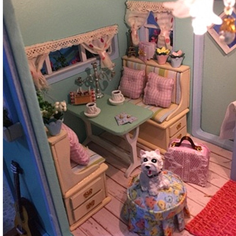 CuteRoom A-016 Time Travel DIY Wooden Dollhouse Miniature Kit Doll house LED Music Voice Control