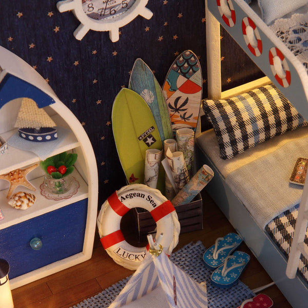 Cuteroom DIY Wooden Dollhouse Face to Sky Handmade Decorations Model with Doll