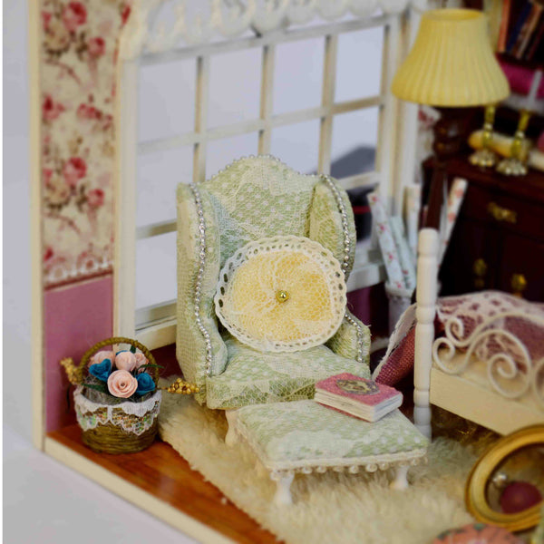 Cuteroom DIY Wooden Dollhouse Handmade Model with LED Light and Cover Threeinch of Sunlight