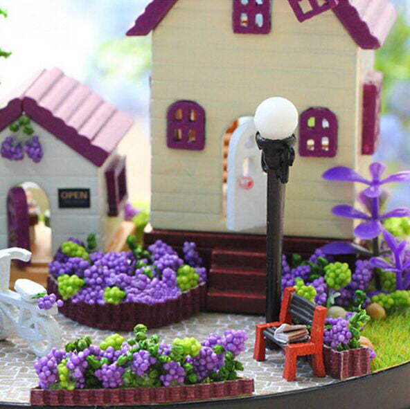 1:32 Cuteroom Dollhouse Miniature Provence House DIY Kit With Cover And LED