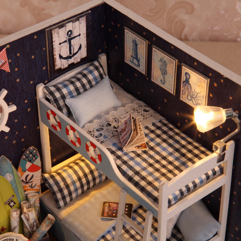 Cuteroom DIY Wooden Dollhouse Face to Sky Handmade Decorations Model with Doll