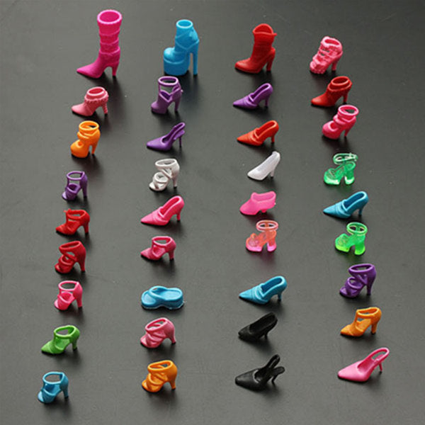 60 Pairs Trendy Multiple Styles Heels Sandals For Barbie Dolls