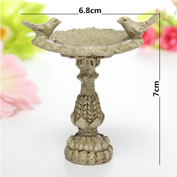 1/12 Dollhouse Miniature Fairy Garden Resin Birdbath Fountain