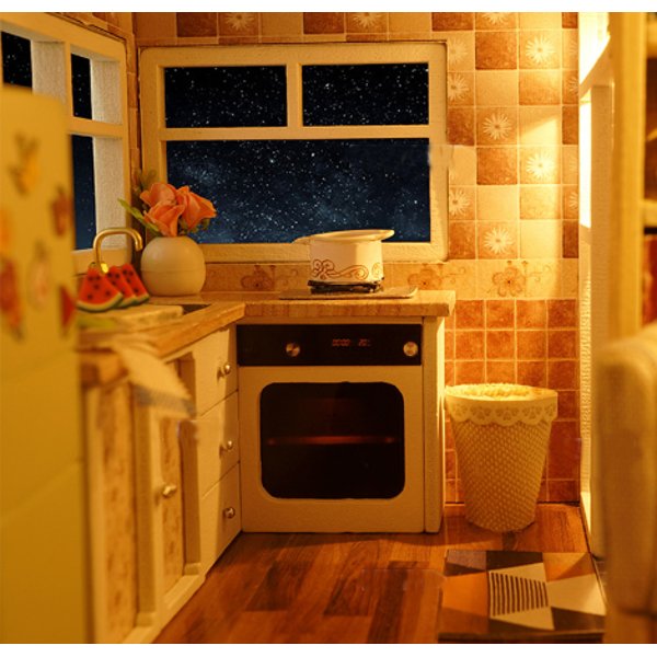 Cuteroom Doll House Miniature DIY Dollhouse With Furnitures Wooden House Waiting Time Toys For Child