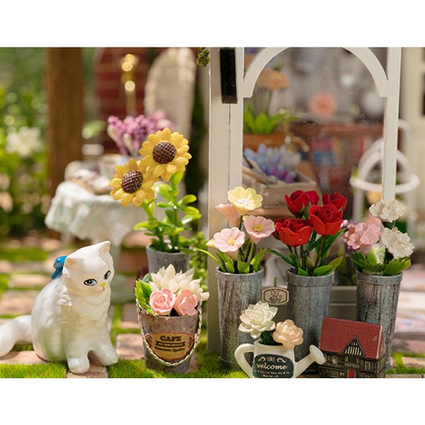 Cuteroom DIY Dollhouse Miniature Furniture Kit LED Kids Birthday Christmas Gift Flower House