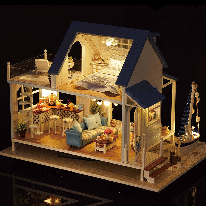 CuteRoom A-037-A Caribbean DIY Dollhouse Miniature Kit With Light Music Motor
