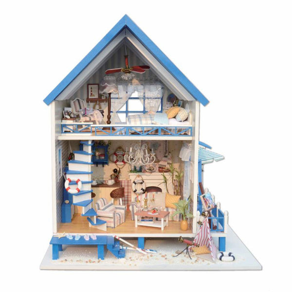 CuteRoom A-018-A Romantic Aegean Sea DIY Dollhouse Miniature Model With Light Music Gift Collection