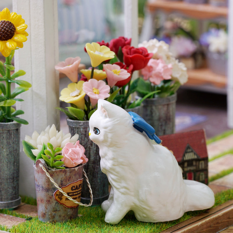 CuteRoom A-063-C Sunshine Greenhouse Flower Shop DIY Dollhouse With Music Cover Light Miniature Gift