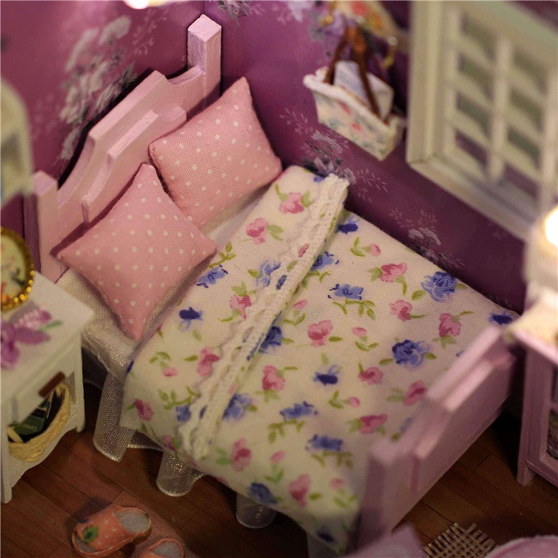 Cuteroom 1:32Dollhouse Miniature DIY Kit with Cover LED Light Sweet Sunshine