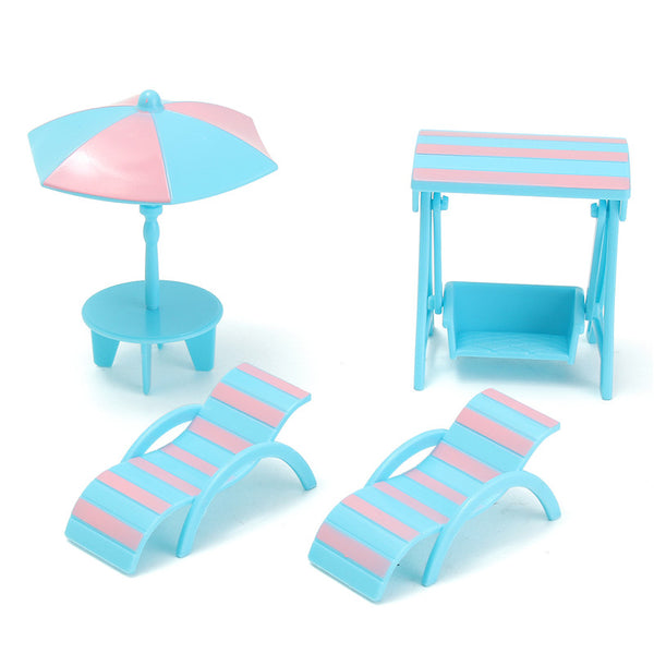 1:6 Simulation Beach Chairs Set Play House Props Dollhouse Creative DIY Material
