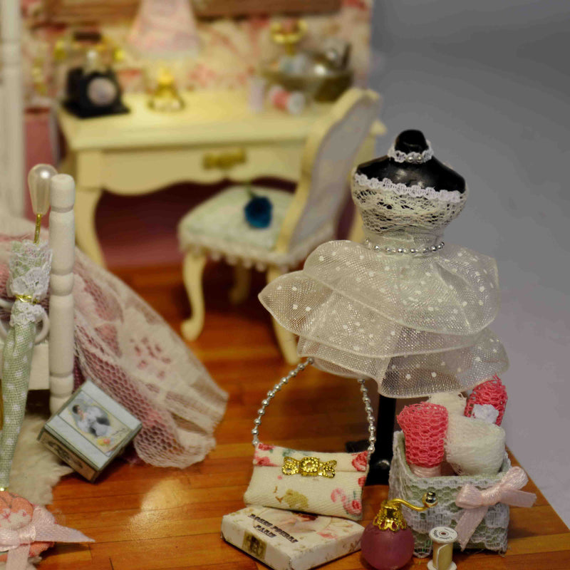 Cuteroom DIY Wooden Dollhouse Handmade Model with LED Light and Cover Threeinch of Sunlight