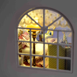 Cuteroom DIY Wooden Dollhouse Handmade Model with LED Light and Cover Threeinch of Sunlight