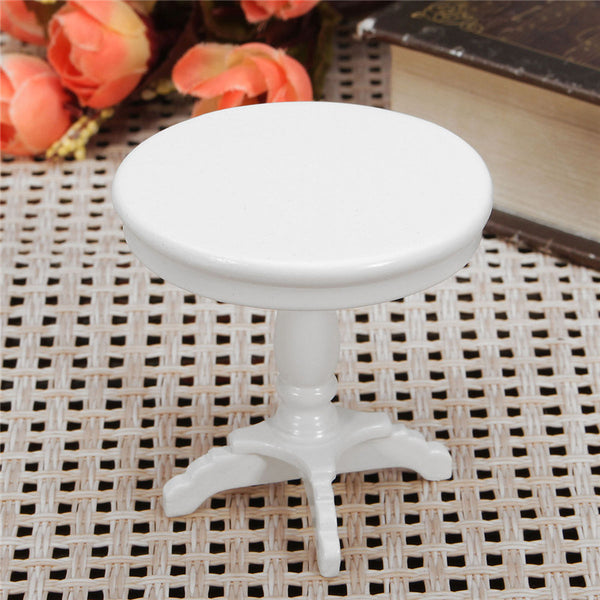 1 12 Dollhouse Miniature Furniture Wooden Round Coffee Table White Kids Home Game