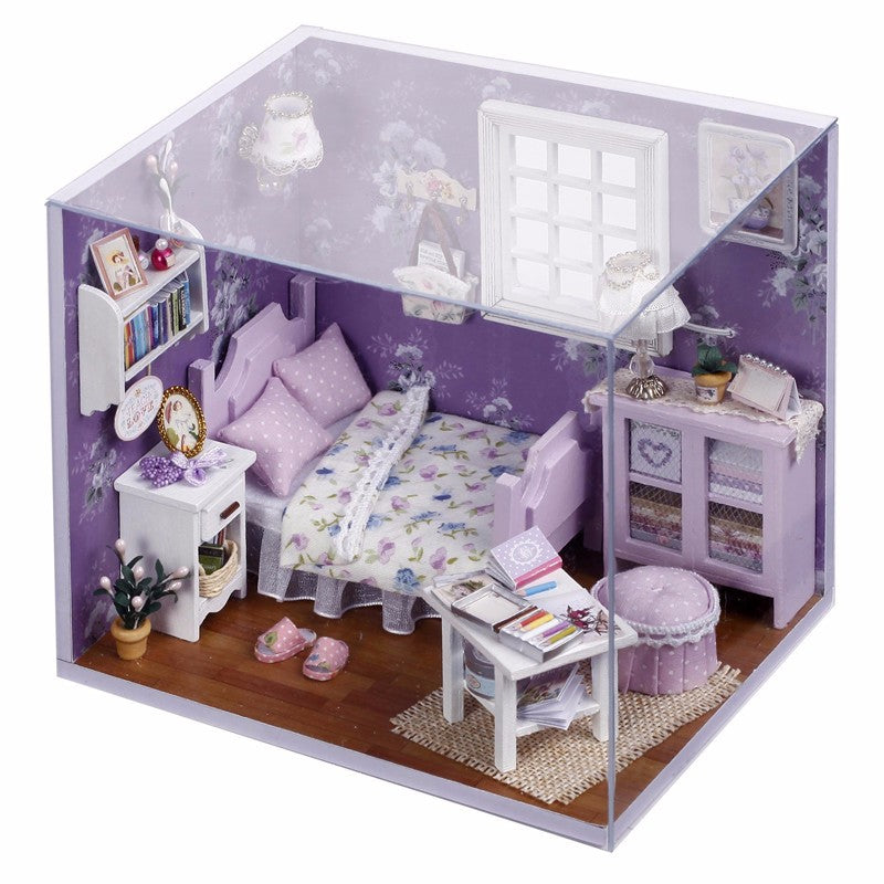 Cuteroom 1:32Dollhouse Miniature DIY Kit with Cover LED Light Sweet Sunshine
