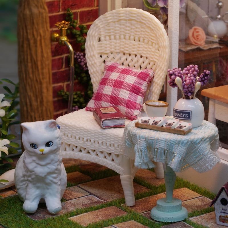 CuteRoom A-063-C Sunshine Greenhouse Flower Shop DIY Dollhouse With Music Cover Light Miniature Gift