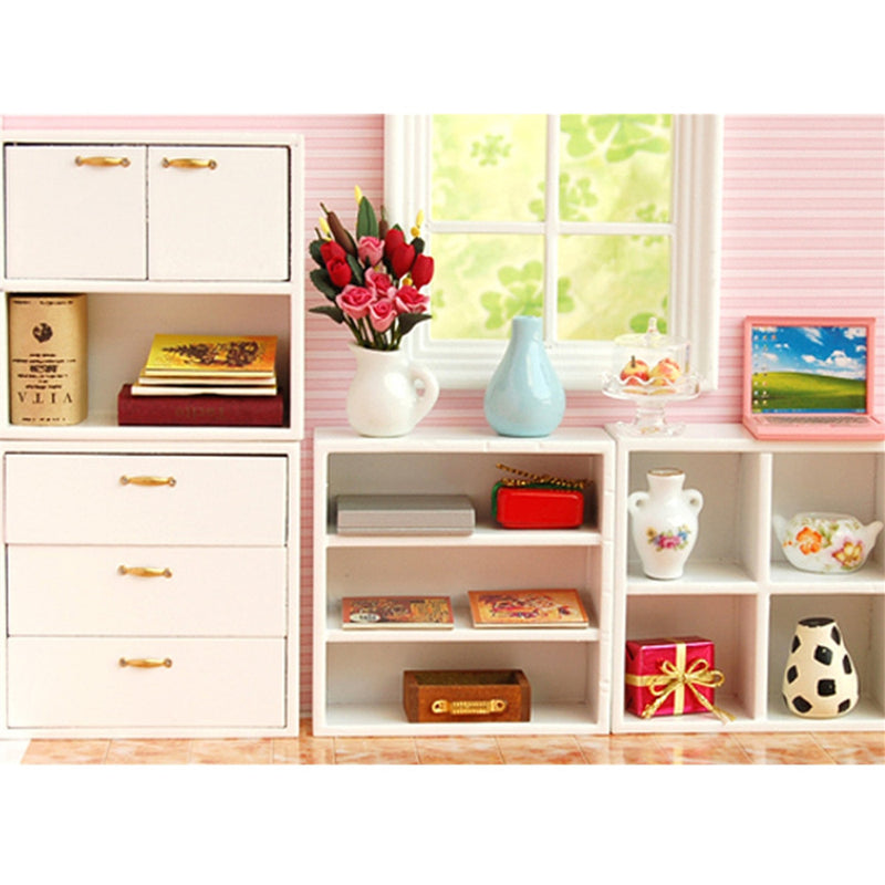 1:12 Doll House Accessories Wood Furniture Cabinet Cupboard With 4 Sections